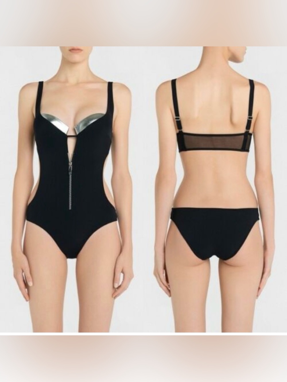 La Perla Black One-Piece Swimsuit with Silver Accents 40B